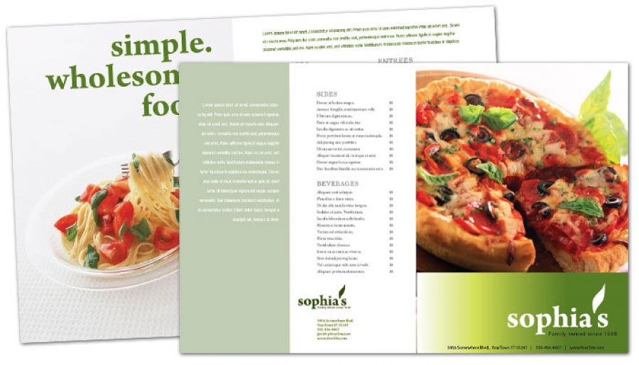 Pizzeria Restaurant Half Fold Brochure Design Layout